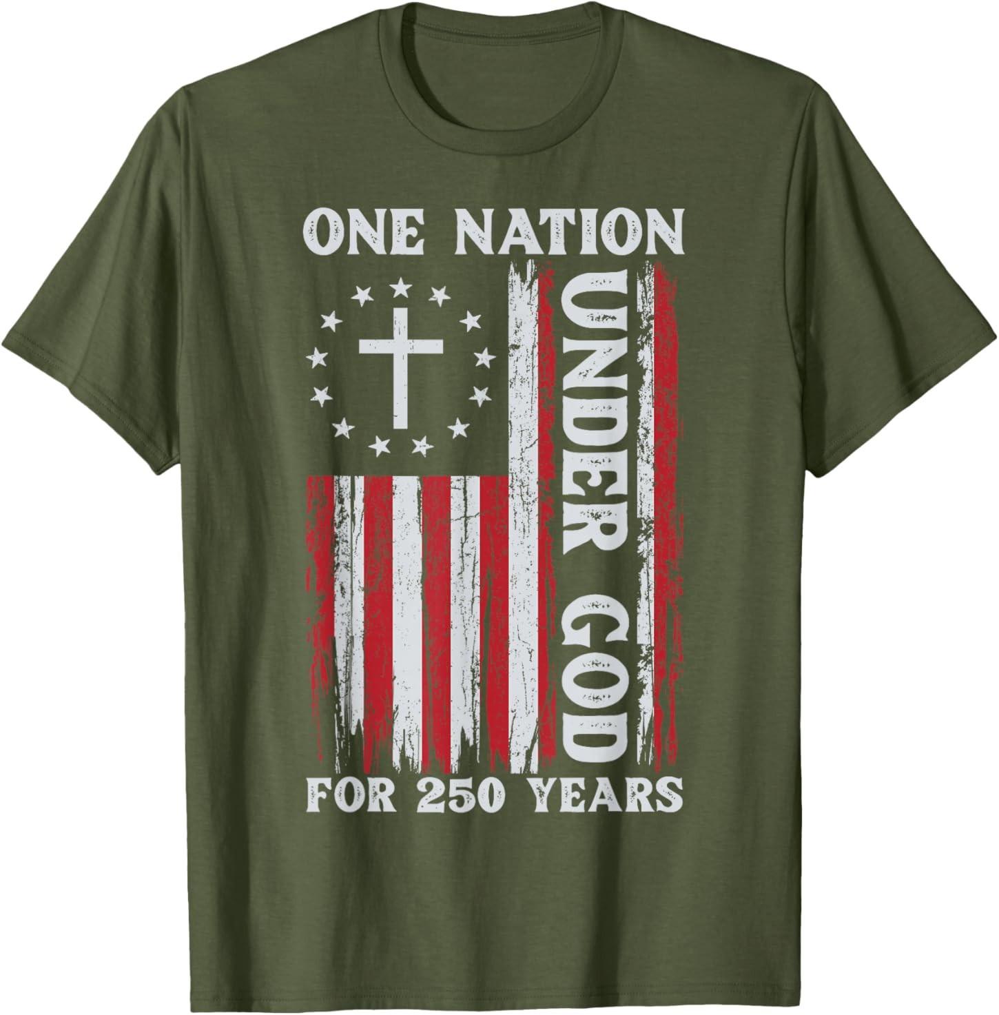 250 Years American Flag Christian USA 250th Anniversary T-Shirt S