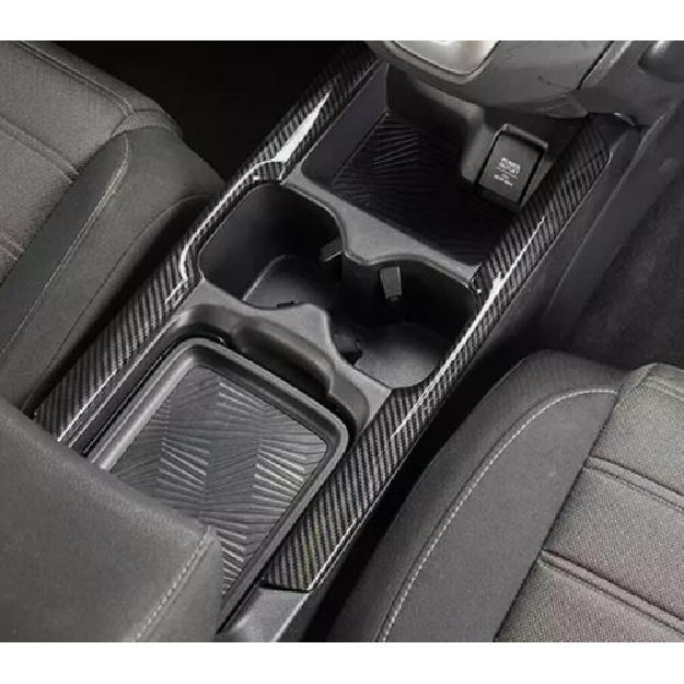 Carbon Fiber ABS Water Cup Holder Stripe Cover Trim For Honda CRV CR-V 2017-
