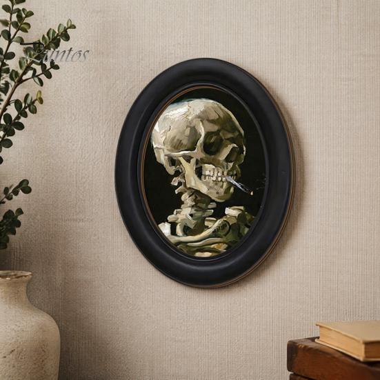 Ghost Oil Painting Print Halloween Wall Decor, Cute Table Sign, Vintage Oval Framed Retro Decor Picture, Decorative Art for Mantel Living Room Bedroom