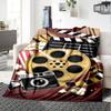 Vintage Cinema Popcorn Clapperboard Film Reel Print Flannel Blanket Soft Warm Throw Blanket Movie Theme Home Decor for Sofa Bedroom Travel