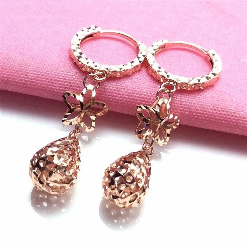 Purple Gold Star Water Drop Earrings Fashionable Personality Generous Rose Gold Plated Long Earrings