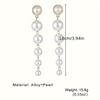 1 Pair Fashion Korean Long Pearl Drop Earrings, Women Trendy Elegant Created Big Simulated Pear Earrings, Jewelry Accessories