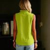 Camisa de Lino y Algodón sin Mangas para Mujer Corte Holgado Top Casual Estilo Relajado Blusa de Botones para Uso Diario Oficina Vacaciones