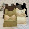 Women's Wide-Shoulder Square-Neck Camisole with Built-In Bra - Versatile Innerwear/Outerwear