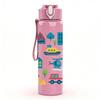 1PC Sailboat City Building Pattern 750ml Color Plastic Sports Water Bottle Leakproof Flip Straw Lid Suitable for Sports Office Home Use