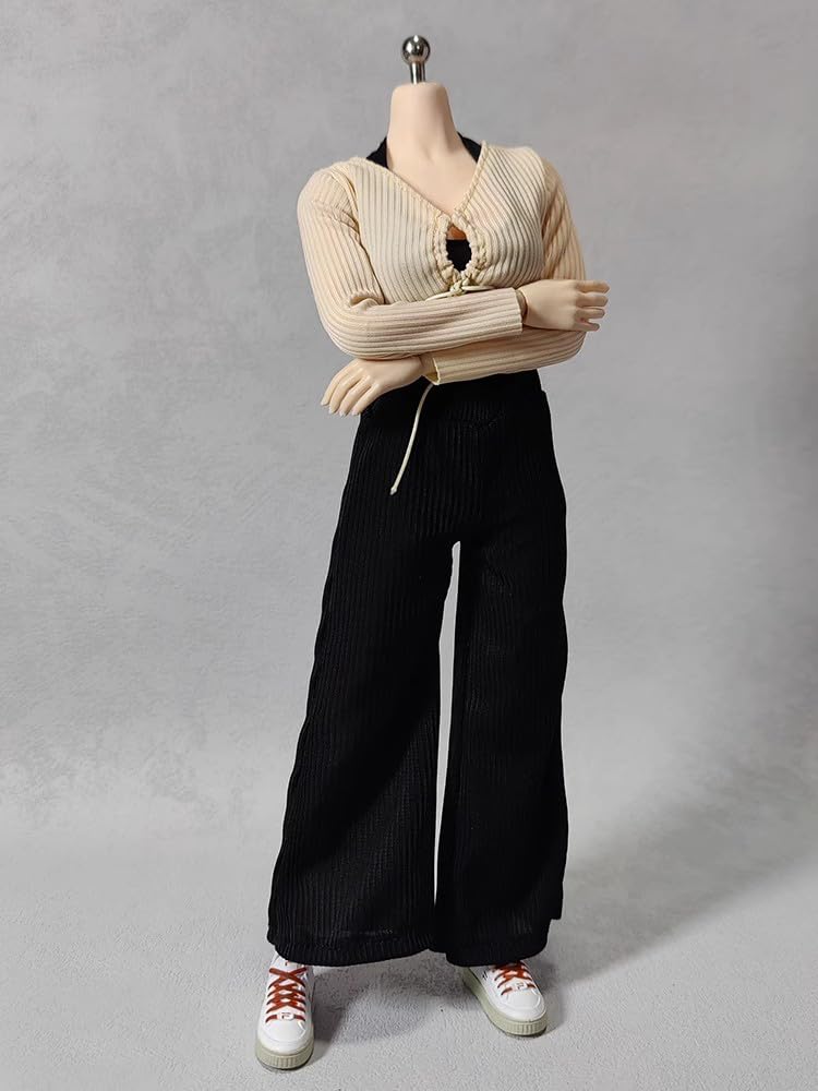 

Костюм HAMRETHYPPZ для масштабных фигур, повседневный, для поездок, свободного кроя, повседневный, свободного кроя, черные брюки, не черные, 1/6, 1/6 фигуры, женский костюм, костюм, (Тело, Голова, чёрный