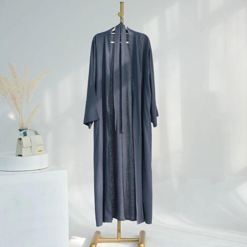 New Middle East Dubai Solid Cardigan Robe Dress Ethnic Style Solid Color Dress