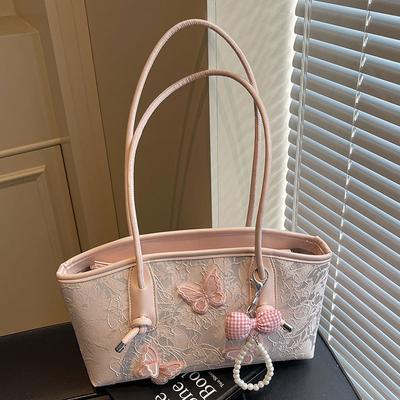 2025 New Sweet Wind Embossed Butterfly Embroidered Underarm Women's Bag Large Capacity Versatile Commuter Premium Shoulder Bag