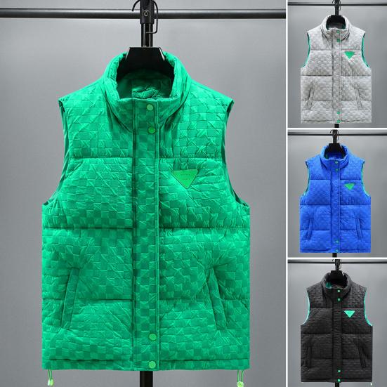 

Осень-зима мужской жилет сплошной цвет клетчатый воротник-стойка ветрозащитный жилет плюс размер стеганое пальто без рукавов уличная одежда