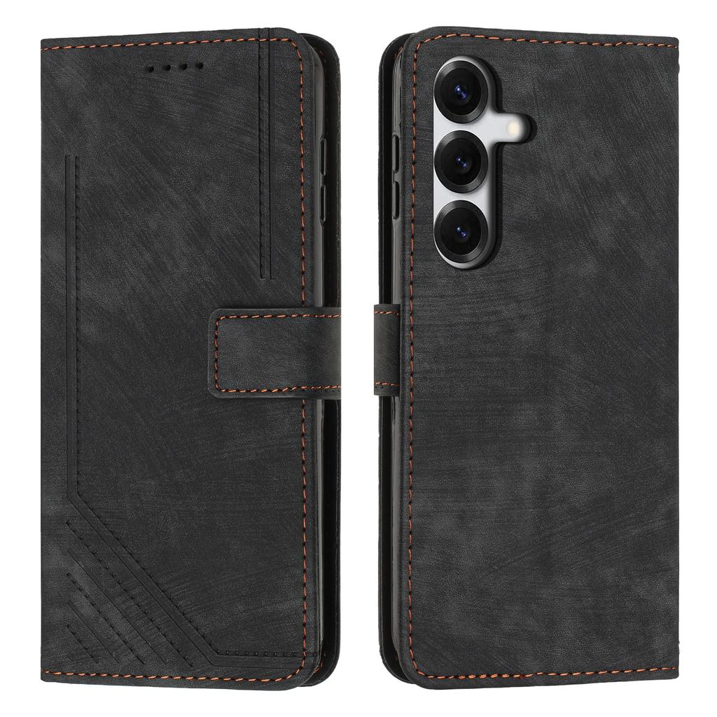 For Samsung Galaxy S26 Pro/Galaxy S26 Stand Case Imprinted Lines Leather Phone Cover