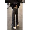 Mens Vintage Camo Flared Jeans Slim Fit Cargo Pants Casual Denim Trousers