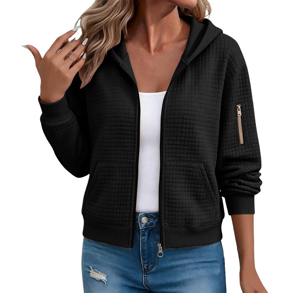 Damen Kapuzenpullover mit Reißverschluss Langarm Kapuzen-Sweatshirts Lässige Trendige Jacke