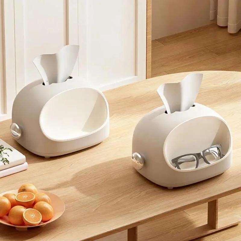 Household Multifu Tissue Holder Ins Style Solid Color Dustproof Cute Ear Tissue Box for Living Room Napkin Dispenser Box Storage