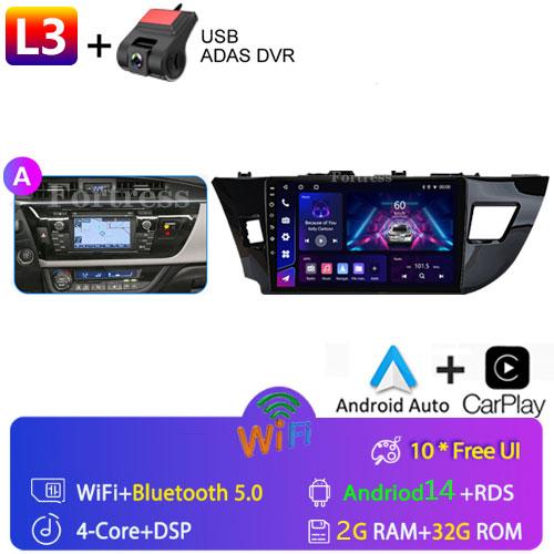 Android 14 2 Din Car Radio for Toyota Corolla Ralink 2014-2016 Multimedia Video Player Navigation MP5 Stereo Carplay Head Unit