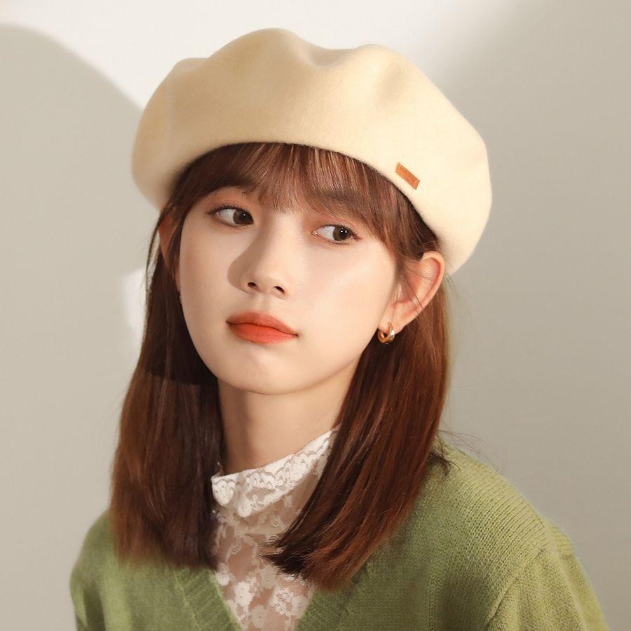 Temperament Solid Color Wool Beret Women'S Japanese Brown Autumn And Winter Bud Hat Versatile Literary And Retro Painter Hat Tide