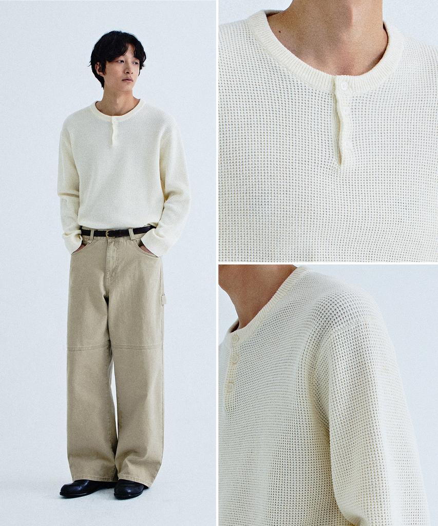 KIIMUIR Henley Neck Pullover Knit_Ivory