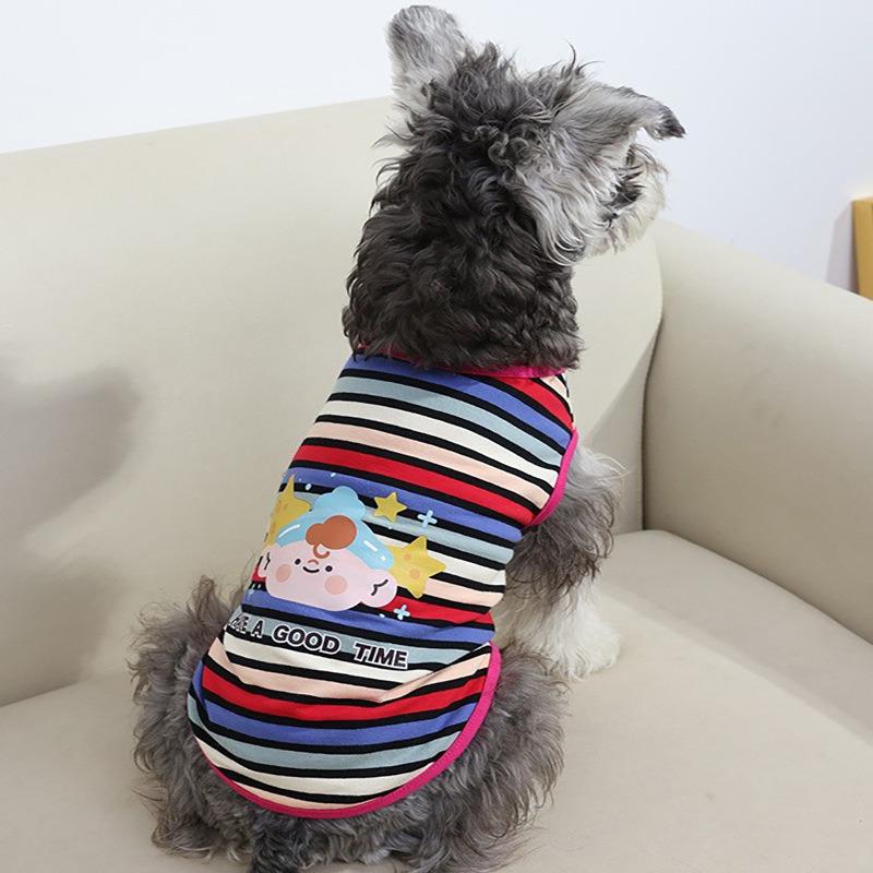 Dog Clothes Summer Thin Pet Clothes Summer Dog Spring Summer T-shirt Striped Vest Summer Thin Than Bear Clothes
