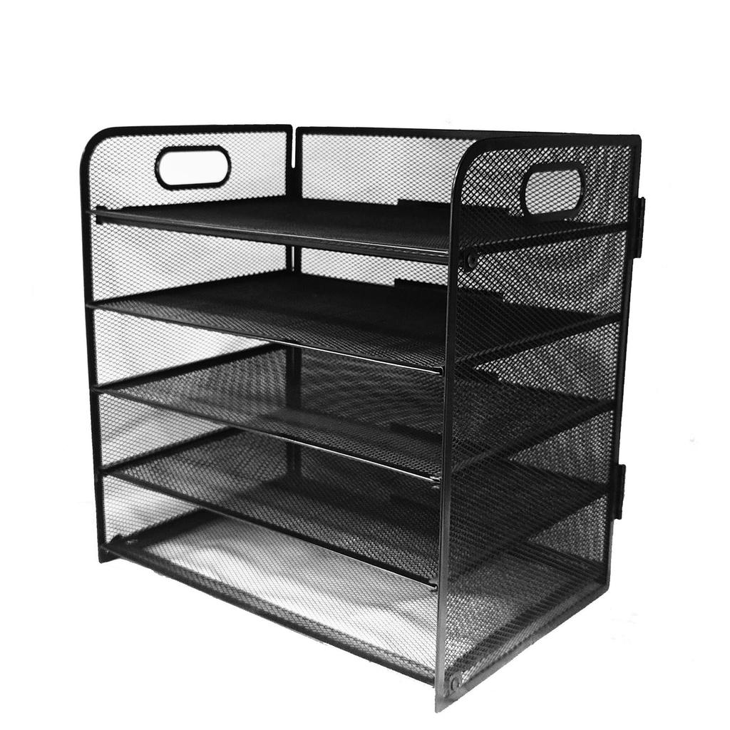 Five-Tier Metal Desktop File Holder with Drawer & Pen Holder
