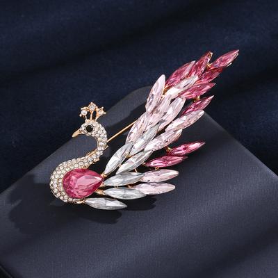 Leichter Luxus Farbverlauf Kristall Pfau Brosche Damen Nische Vielseitig Retro Korsage Anstecknadel Anzugjacke Mit Zubehör