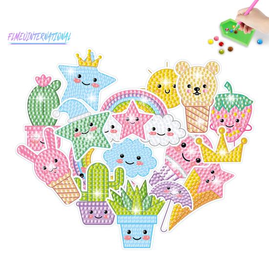 Kinder-Diamant-Malerei-Aufkleber, einfache DIY-Cartoon-Tier-Eiscreme-Sterne-Design, Koordinationsverbesserung, Mosaik-Aufkleber