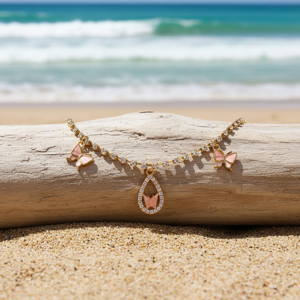 Cute Butterfly Elegant Anklet Bohemian Style Fashionable Women's Jewelry for Summer Beach Daily Wear