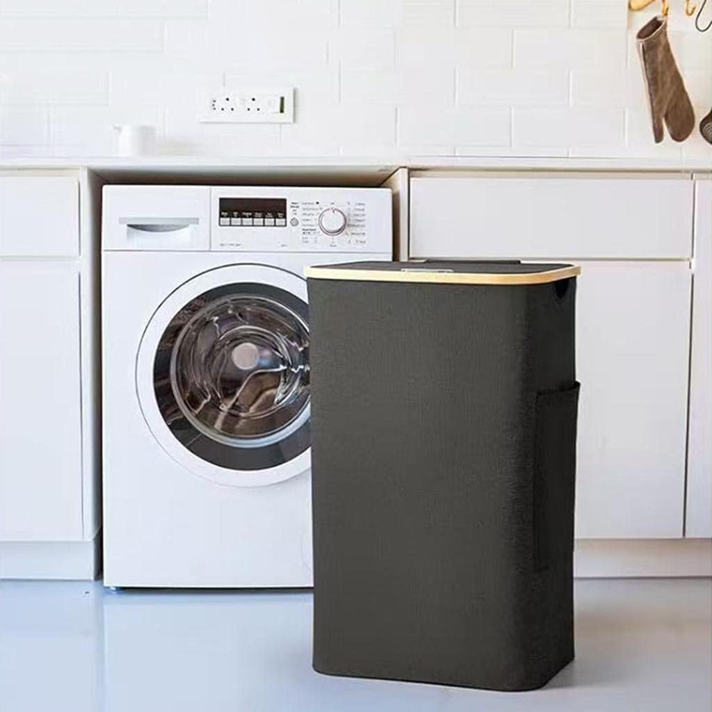 100L Large Slim Laundry Hamper with Removable and Washable Inner Bag Collapsible Storage Bin Foldable for Bathroom Bedroom Dorm