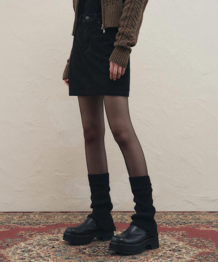 Ledeoli Corduroy Mini Skirt [Brown]