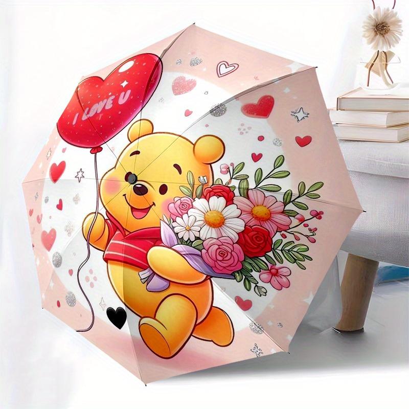 1pc Love Flowers Pattern Automatic Open/Close Umbrella, Umbrella with cartoon Design, graduate Gift-N0704030