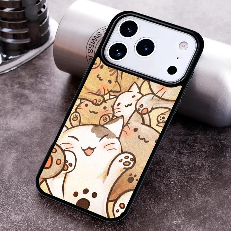 Funny Cats Cartoon Cute Phone Case for iPhone 17 16 15 Pro Max Air 14 13 12 11 Plus Shockproof Cover