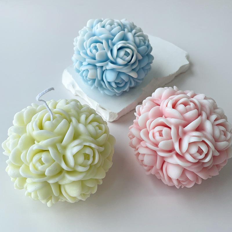 Flower Ball Mold Silicone Rose Ball Mold Aroma Candle Mold Aroma For Crafting Home Fragrance Romantic