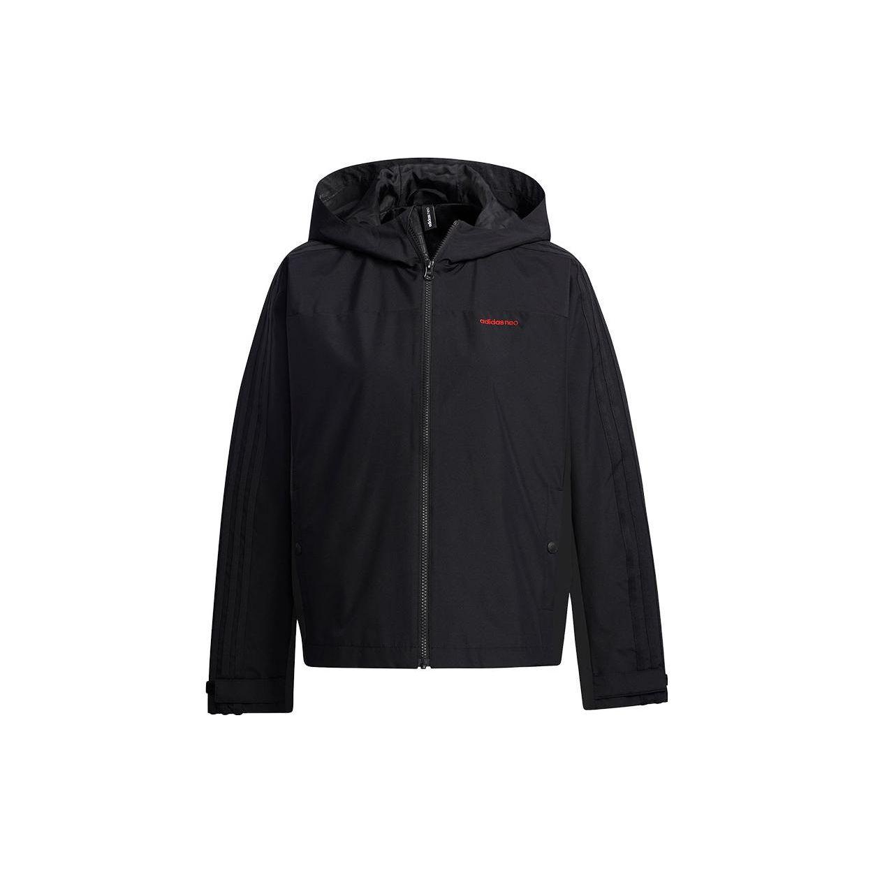 

Adidas Neo Solid Color Logo Hooded Windbreaker Women Jackets Black GP5504 L