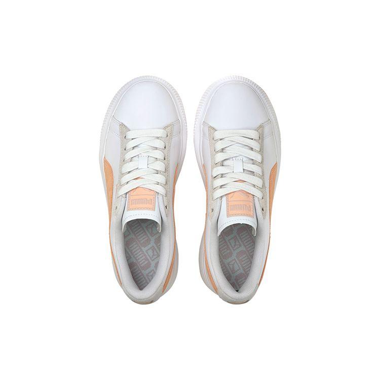 Puma Suede Mayu Thick Sole Wraparound Shock Absorption Wear-Resistant Lightweight Breathable Low-Top Skate Shoes Women Sneaker White Orange 382581-03