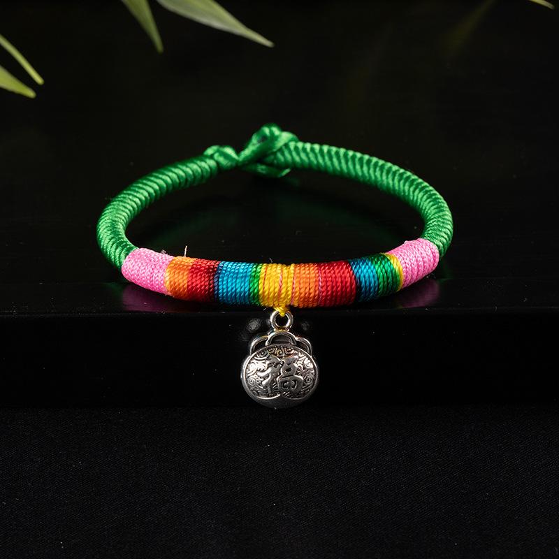 Ethnic Tibetan Style Diamond Knot Multicolored Braided Bracelet, Dragon Boat Festival, Fu Character Safety Lock Hand Rope, Natal Red Rope