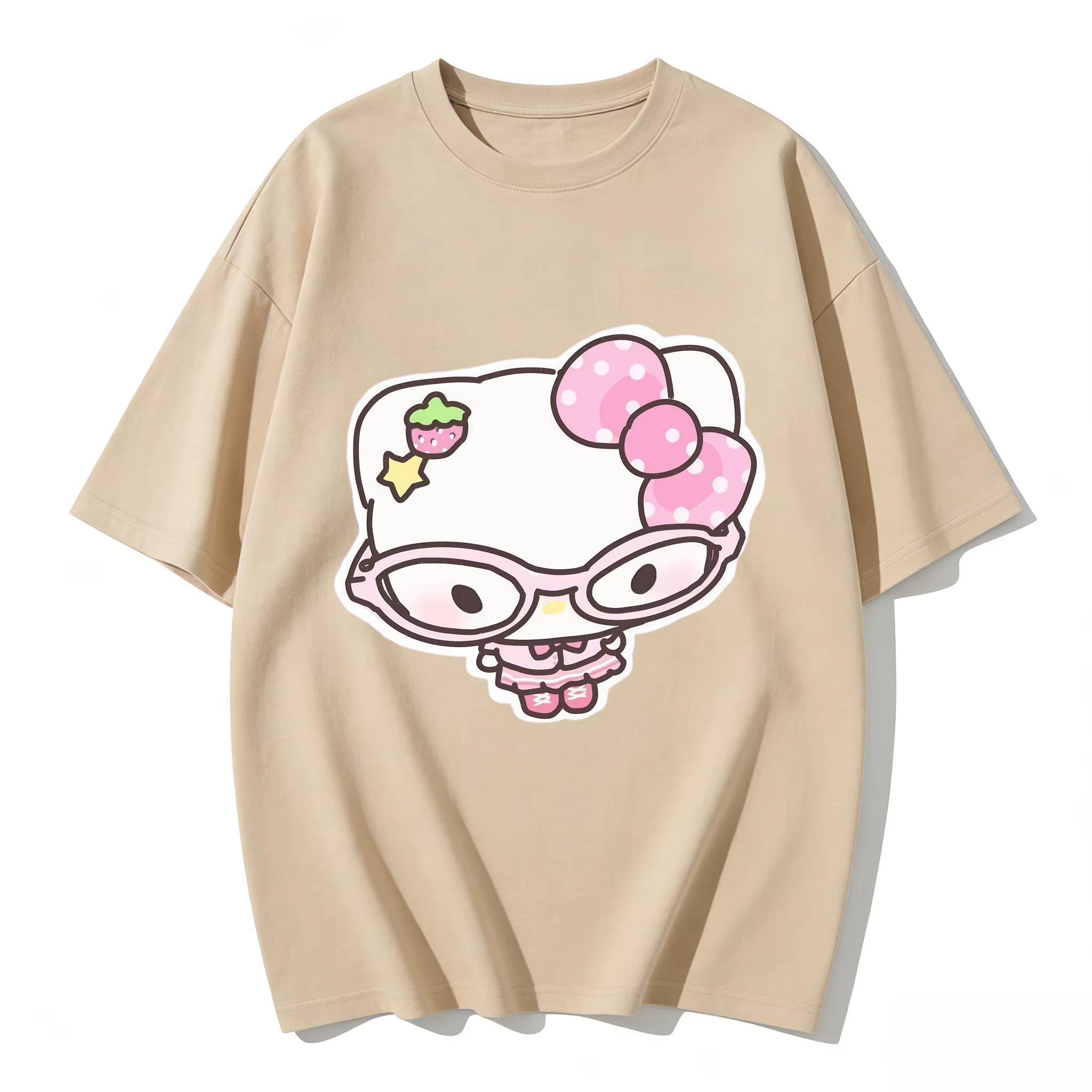 

2026 New Cute Cat Strawberry Pattern Sunglasses Print TShirt Casual Family Set ParentChild TShirt Top S