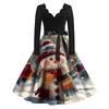 Women's Casual And Fashionable V-neck Long-sleeved Christmas Printed Dress
