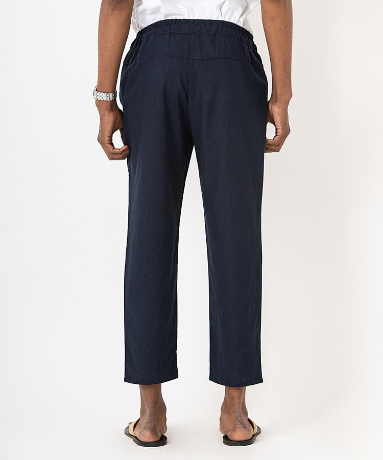 Seuteulaikeu Linen Relax Cropped Pants (Navy)