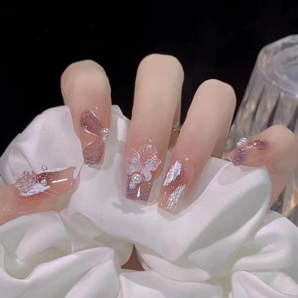 Frühling und Sommer Wind Tragen Nagel Reiner Wunsch Nagelpflaster Aufhellend Abnehmbares Nagelstück Langes und kurzes Nagelstück Fertigprodukt