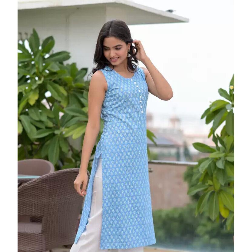 Indian Designer Printed Rayon Straight Kurta Women Bollywood Tunic Kurti Top