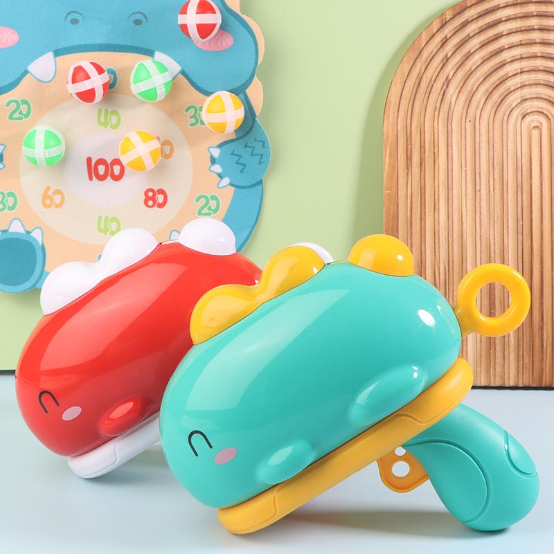1 Set Catapult Target Dart Board Sport Softball Interactive Toys For Boys Girls Gift Kids Cartoon Dinosaur Sticky Ball Gun Toy