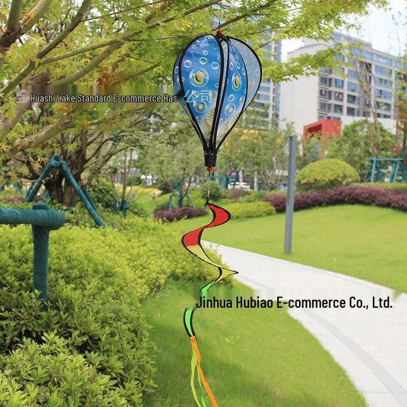 Rainbow Hot Air Balloon Wind Spinner: Rotating Seven-Color Garden Pinwheel with Sequins for Outdoor Decoration