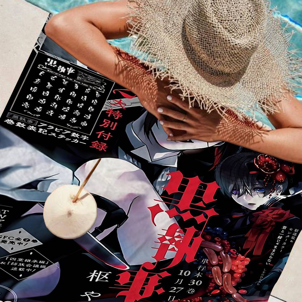 Japanese Anime Black Butler Beach Towel Colorful Bath Towels For Girl Microfiber Quick Dry Sand Free Beach Yoga Spa Gym