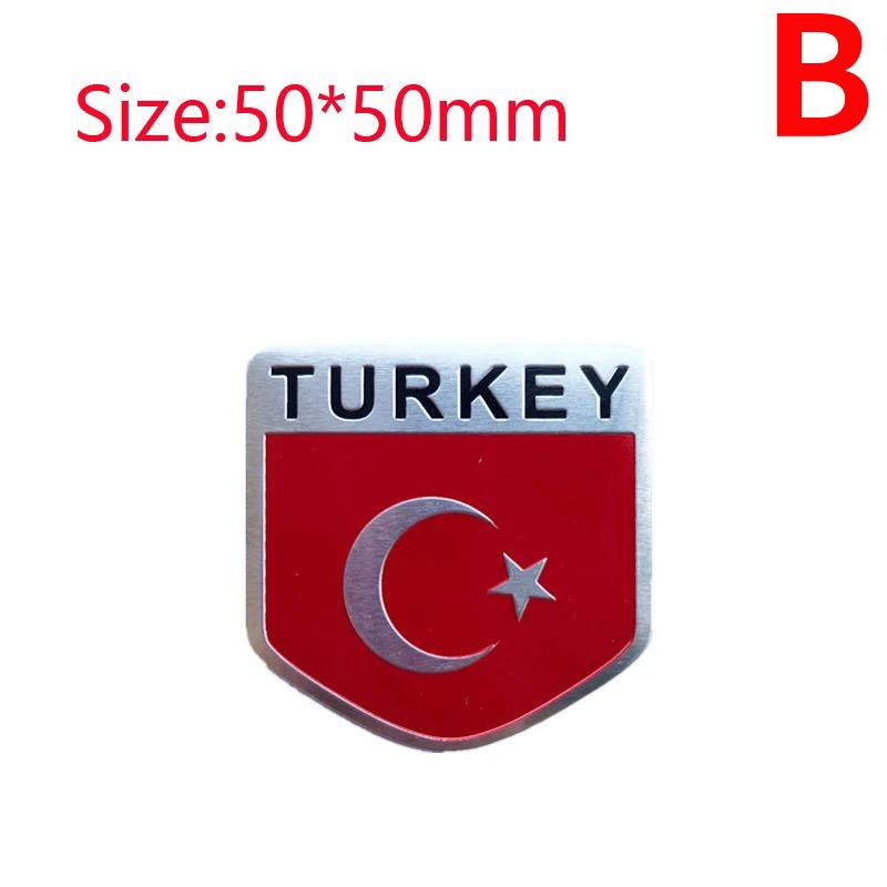 Aluminum TURKEY National Flag Map Car Motorcycles Styling Body Badge Emblem Decal Sticker For TOGG Renault Hyundai Accessories DD6