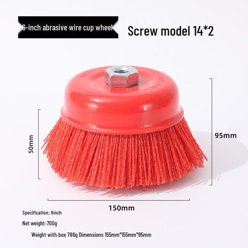 Bowl-shaped M14 Nylon Abrasive Wire Brush with 5/8-11 Nut - DuPont Grinding Wheel.