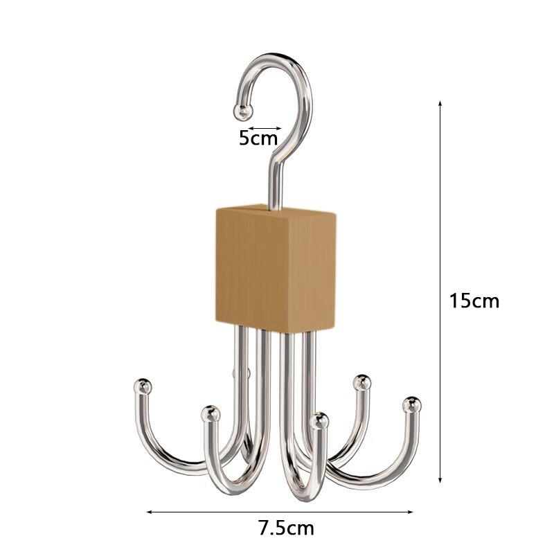 Деревянно-металлические вешалки с вращением на 360°, многоярусная вешалка для ремней, многофункциональный крючок для шкафа, деревянный органайзер для нижнего белья и галстуков