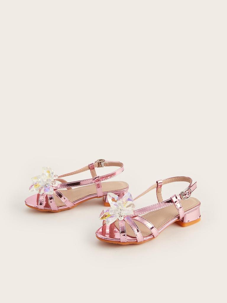 2025 Winter Rhinestone Crystal Flower Girls' Sandals: Stylish Flats & High Heels