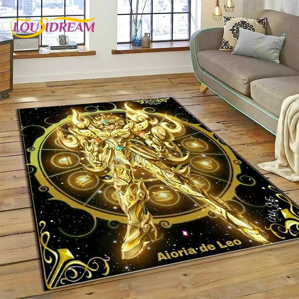 Cartoon Saint Seiya 3D Retro  Anime Rug Carpet for Living Room Bedroom Home Decor,Floor Mat Non-slip for Sofa Doormat Gift Kids