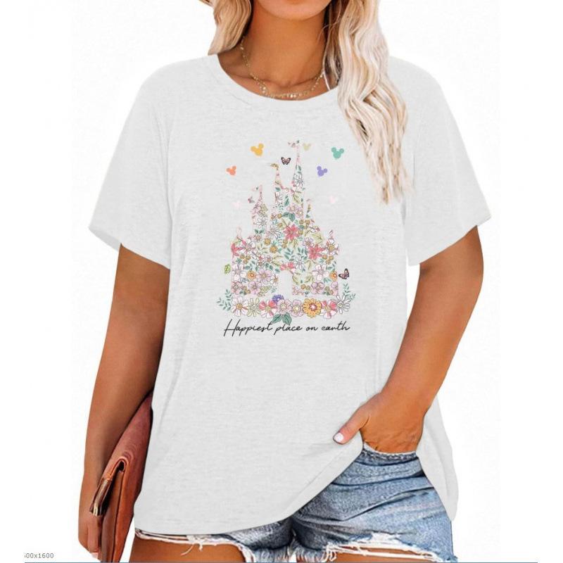 Women's Top Cat Print Short Sleeve T-Shirt