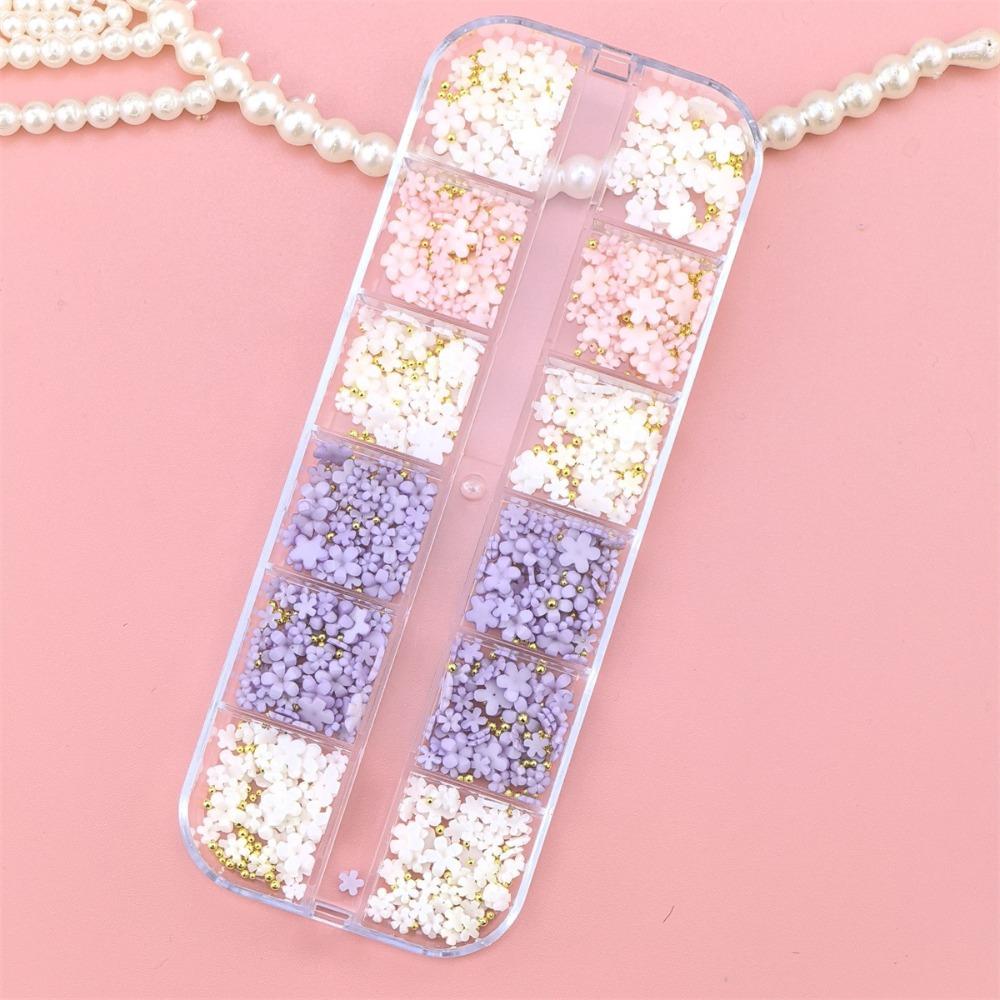 12 Grids Mix Styles Nail Charms Shiny Rhinestones 3D Butterfly Nail Art Decor Pearl Sweet Bow Flower Nail Ornaments DIY