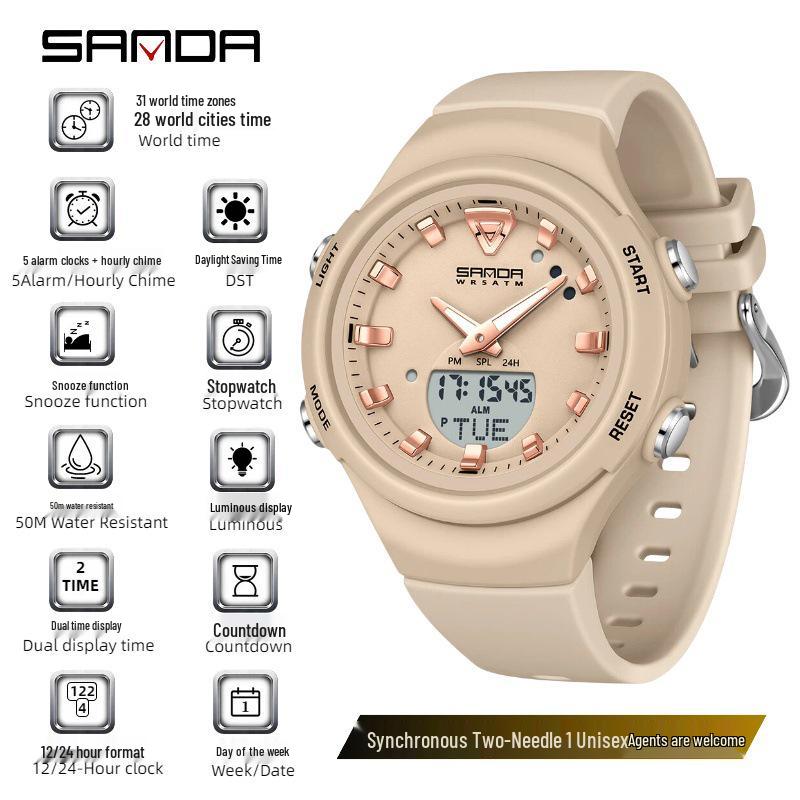 SANDA Dopamine Trend Waterproof Casual Wristwatch for Men and Women