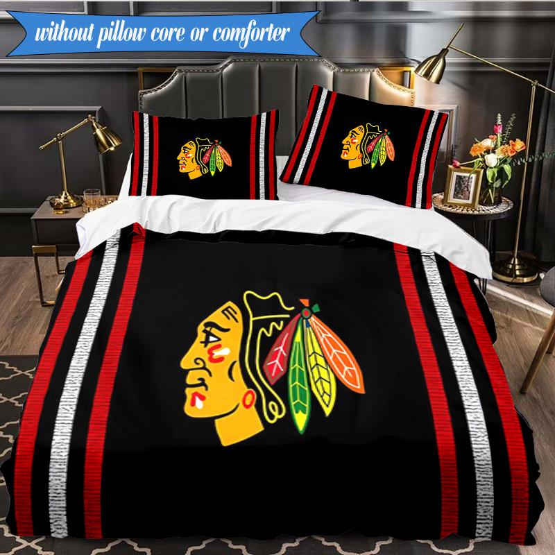 3PCS Blackhawks Printed Bedding Set For Bedroom dormitory,  Includes 1 Duvet Cover & 2 Pillowcases for All Seasons Home Decor Fan gifts